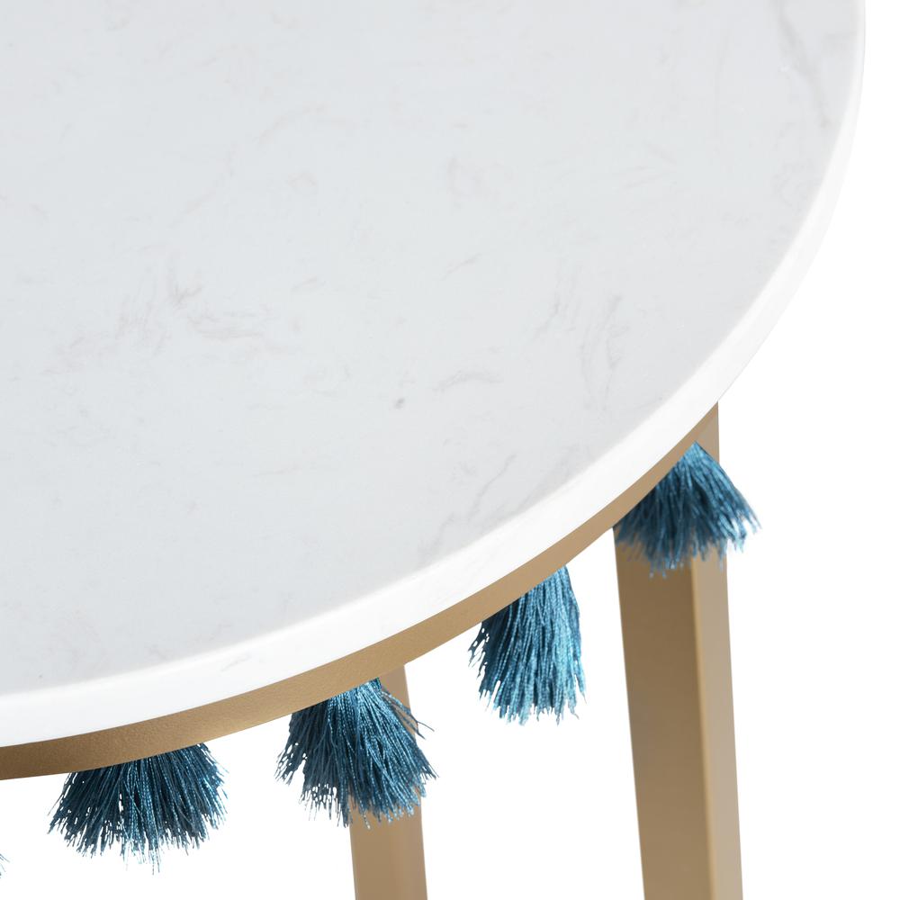 Saffron Marble Table With Blue Tassels. Picture 3