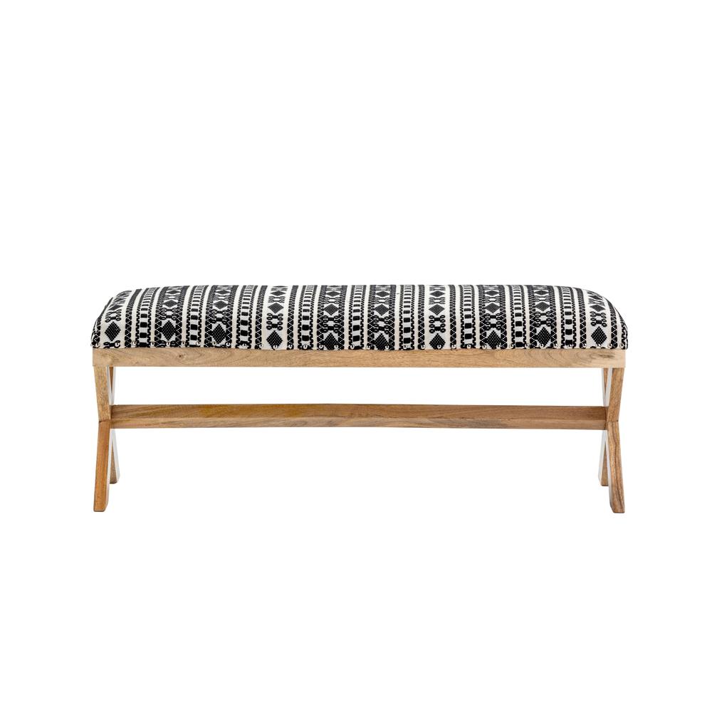 Evolution by Crestview Cassidy Aztec Wood Bench in Black and White. Picture 1