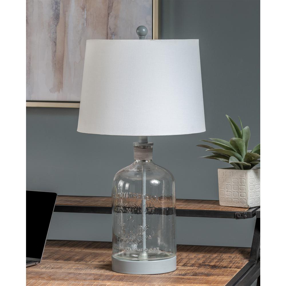 Crestview Collection Evolution Veda Glass Mason Jar Table Lamp in Gray. Picture 3