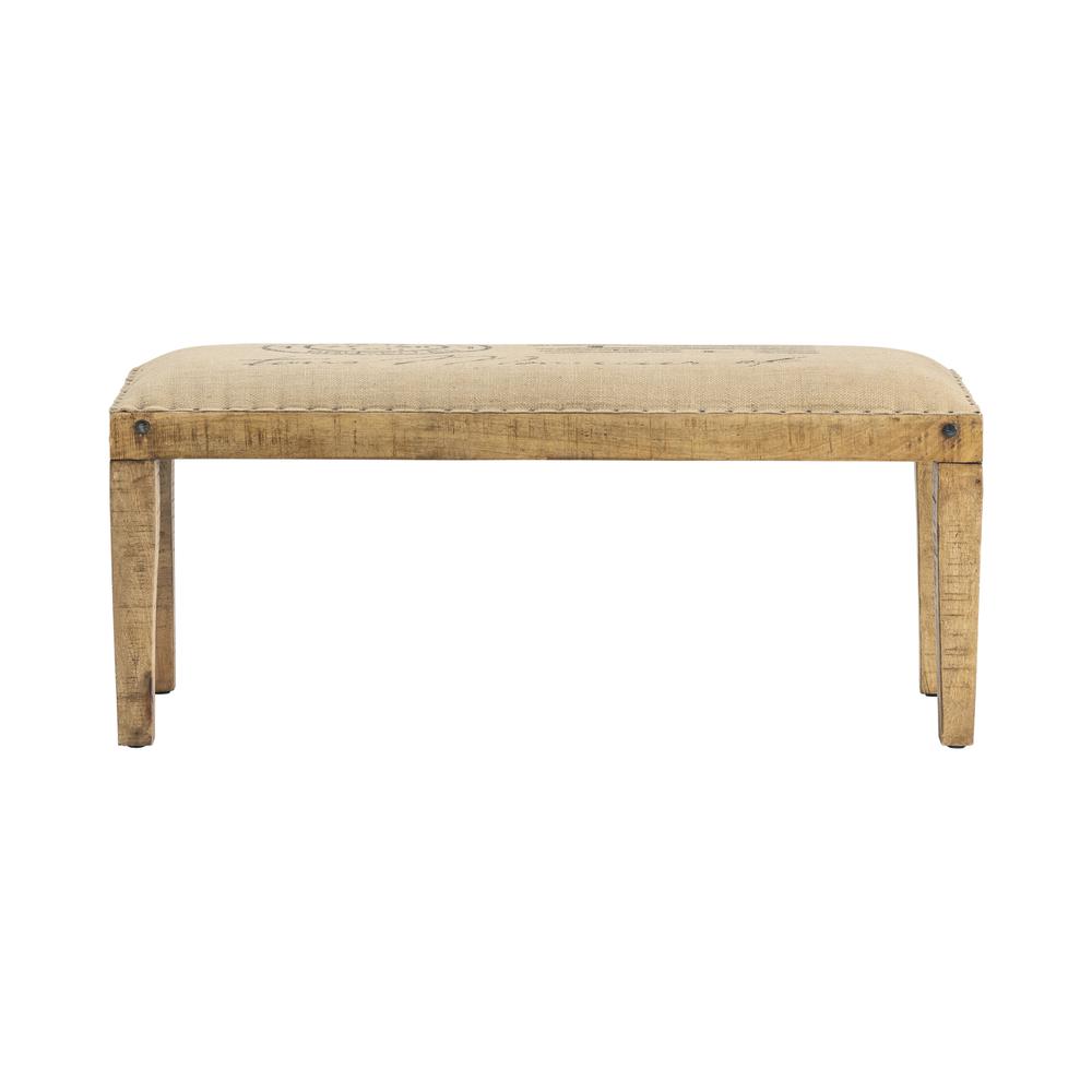 Crestview Collection Bengal Manor Mango Wood Burlap Bench Furniture, Brown. Picture 2