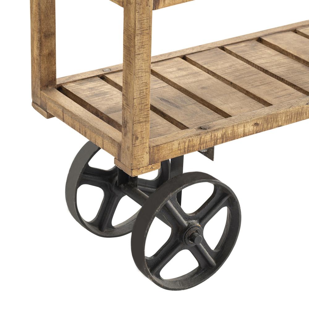 Crestview Collection Bengal Manor Mango Wood Industrial Cart Furniture, Brown. Picture 3