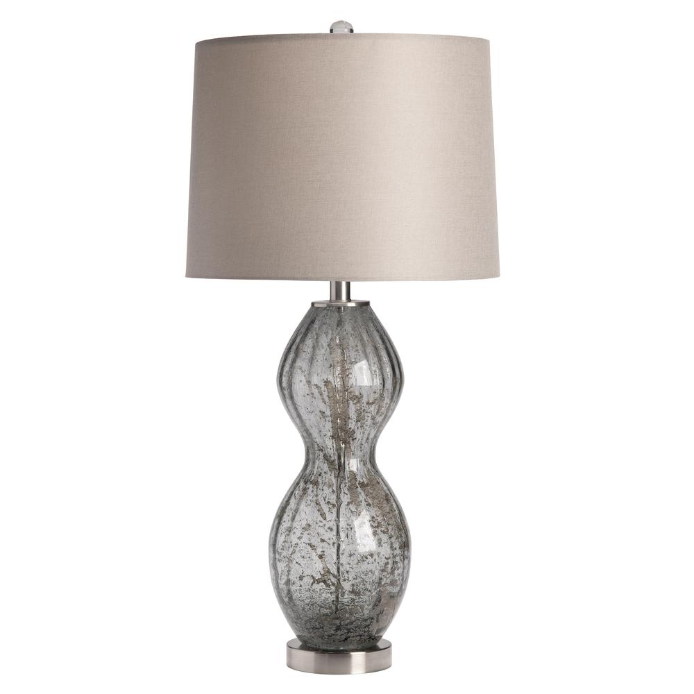 31"TH GLASS LAMP W/BRUSHED NICKEL MTL BASE, 1 PC UPS, 2.96'. Picture 3