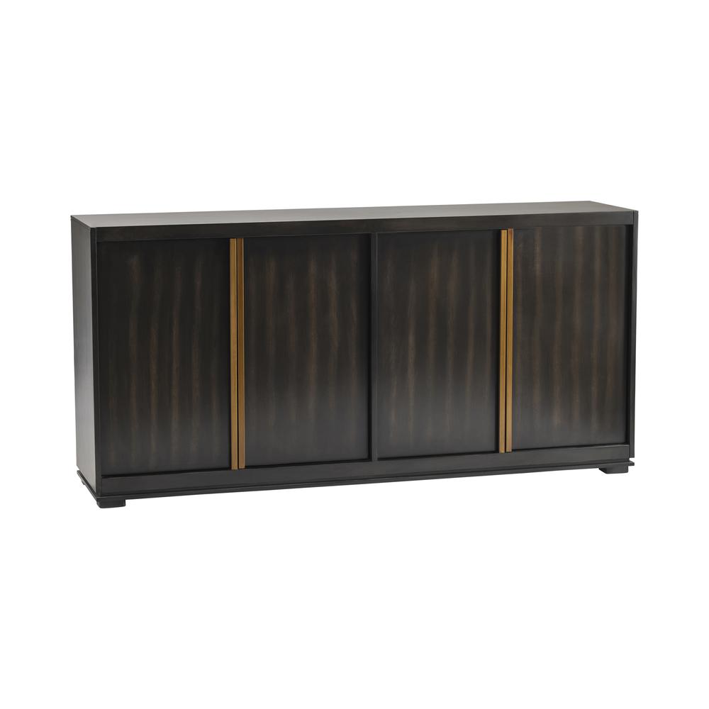 Empire 4 Door Sideboard with Burnished Brass Hardware in Rich Jacobean Finish. Picture 1