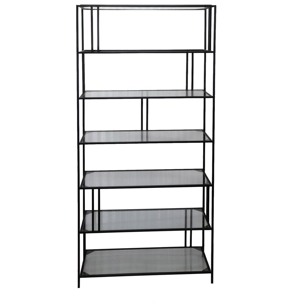Crestview Collection Berkley Metal and Glass Etagere Black Metal. Picture 1