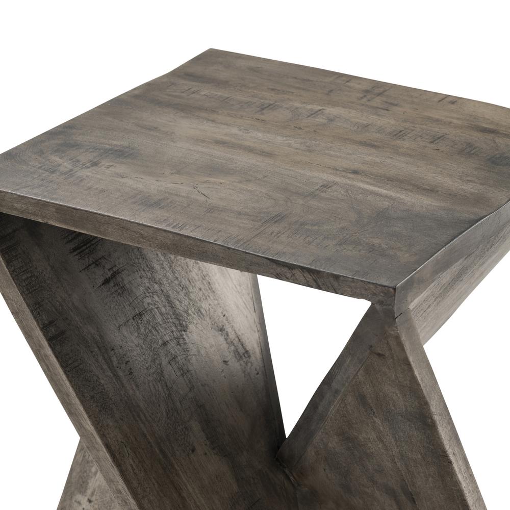 Crestview Collection Bengal Manor Mango Wood Grey Twist Square End Table. Picture 3
