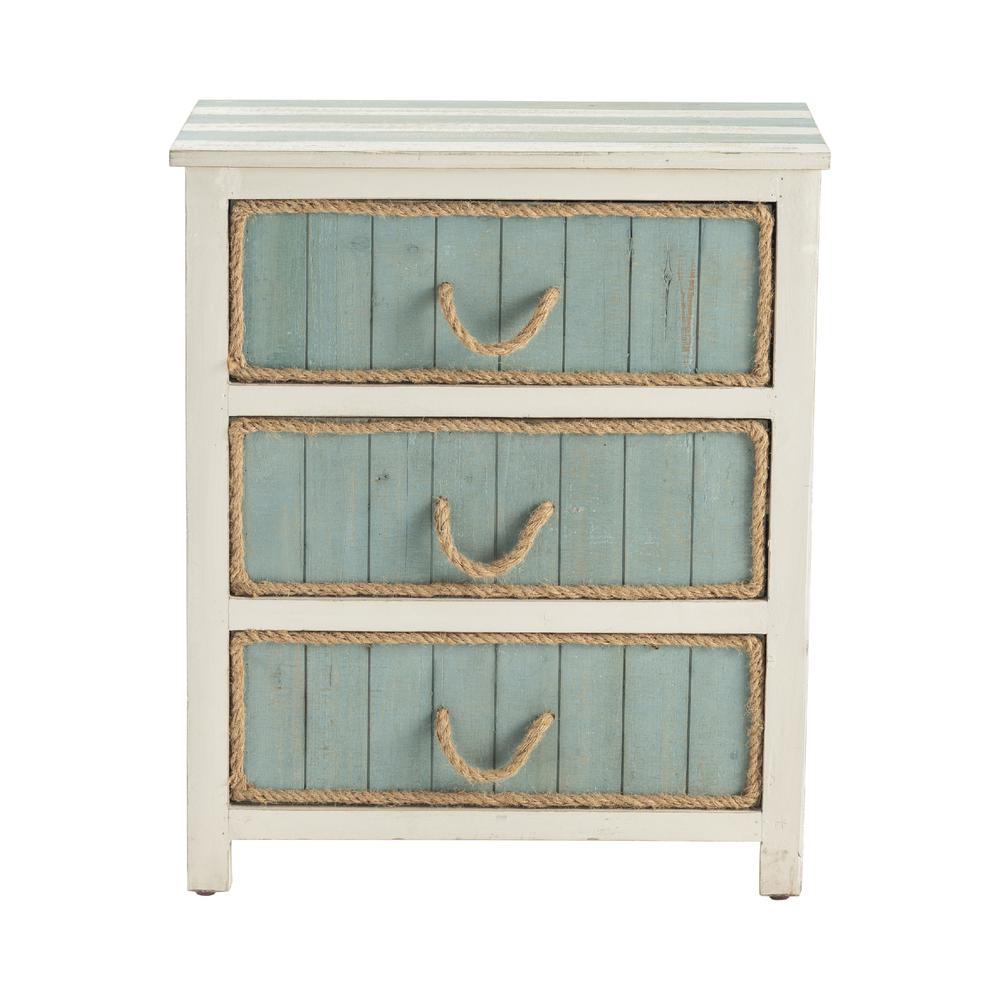 Crestview Collection Blueish Grey and White 3 Drawer Rope Accent Chest. Picture 2