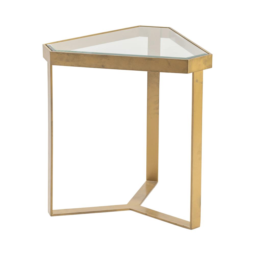 Crestview Collection CVFZR4002 Melrose Gold Triangle Accent Table Furniture. Picture 1