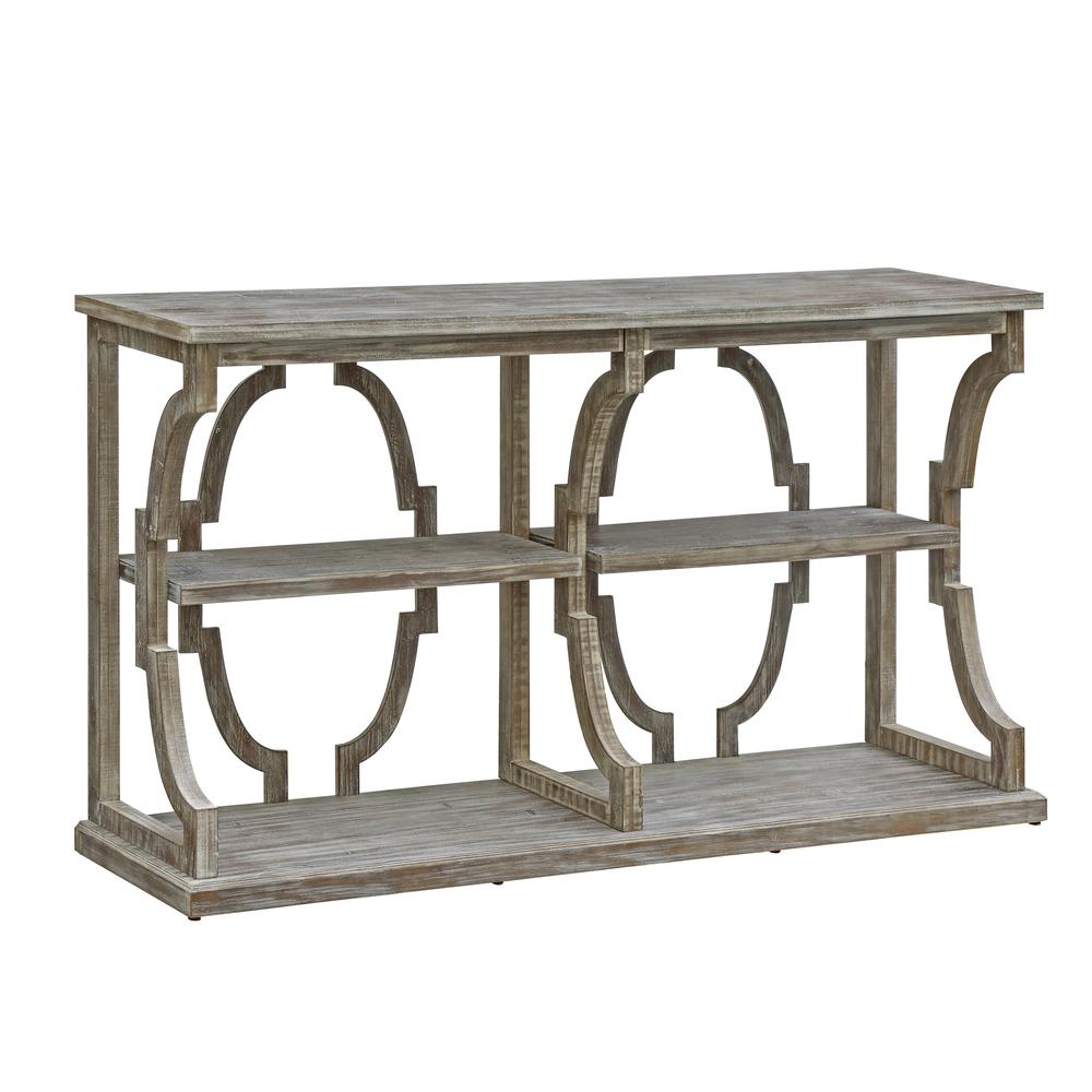 Crestview Collection Stockton Open Chestnut Wash 3 Tier Console Furniture, Gray. Picture 1