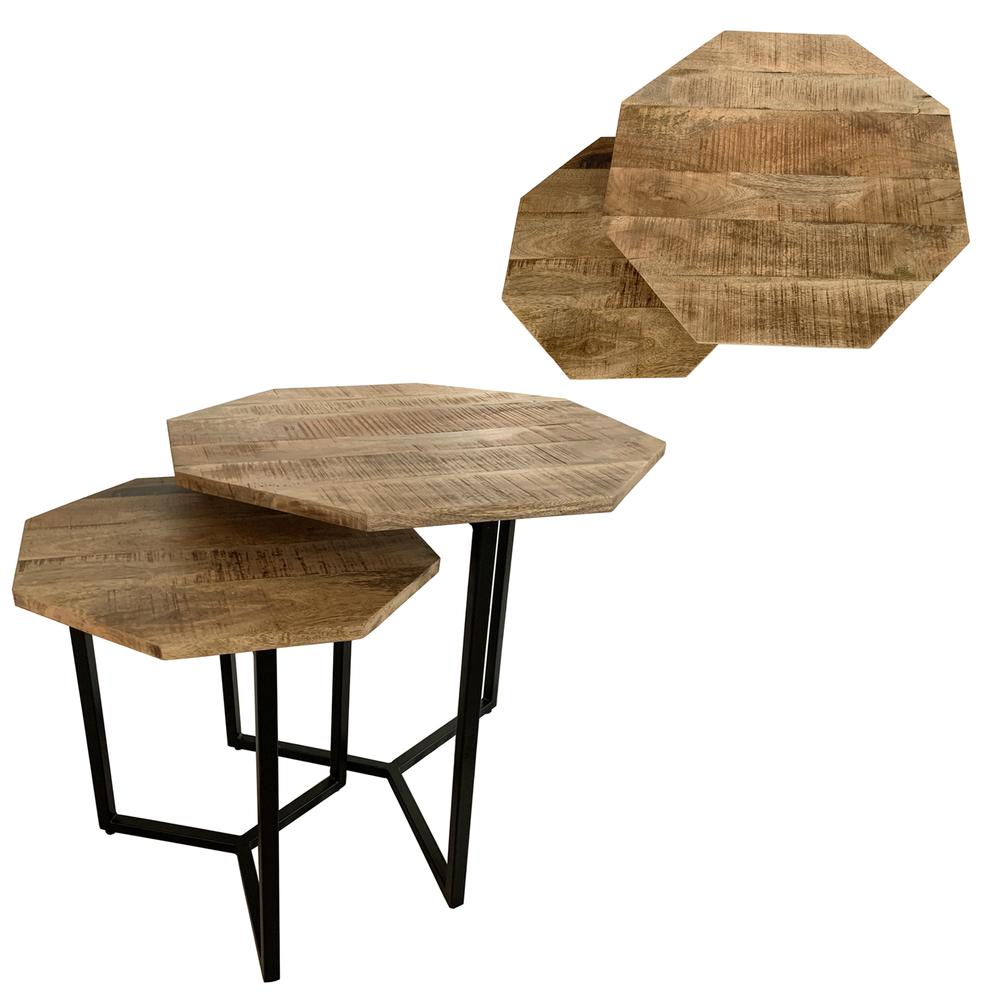 Crestview Collection Evolution Charles Set of 2 Metal Nesting Tables in Brown. Picture 1
