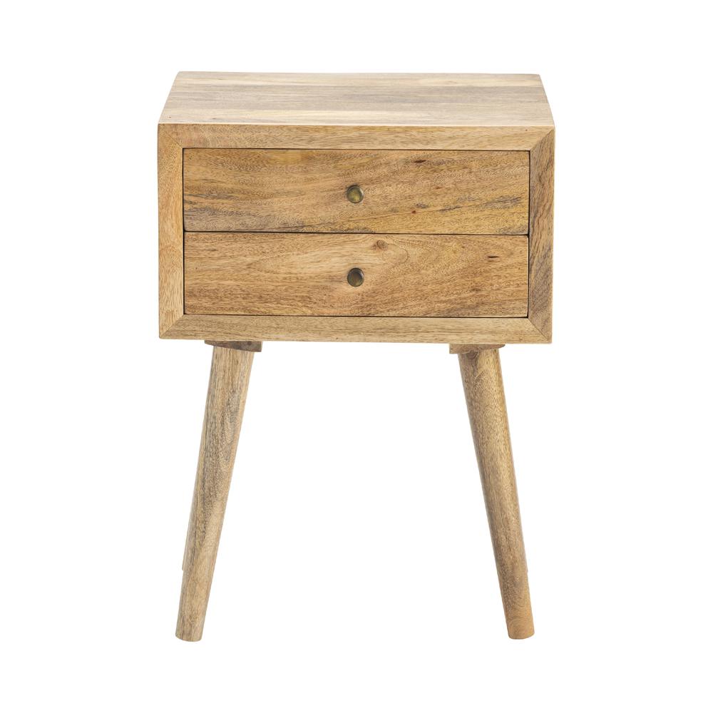 Bengal Manor Natural Mango Wood 2 Drawer Accent Table. Picture 2
