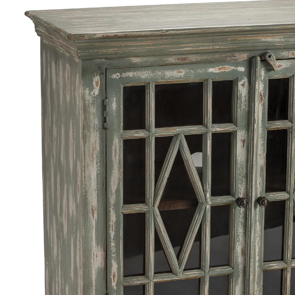 Crestview Collection Bengal Manor Mango Wood 4 Glass Door Grey Sideboard. Picture 5