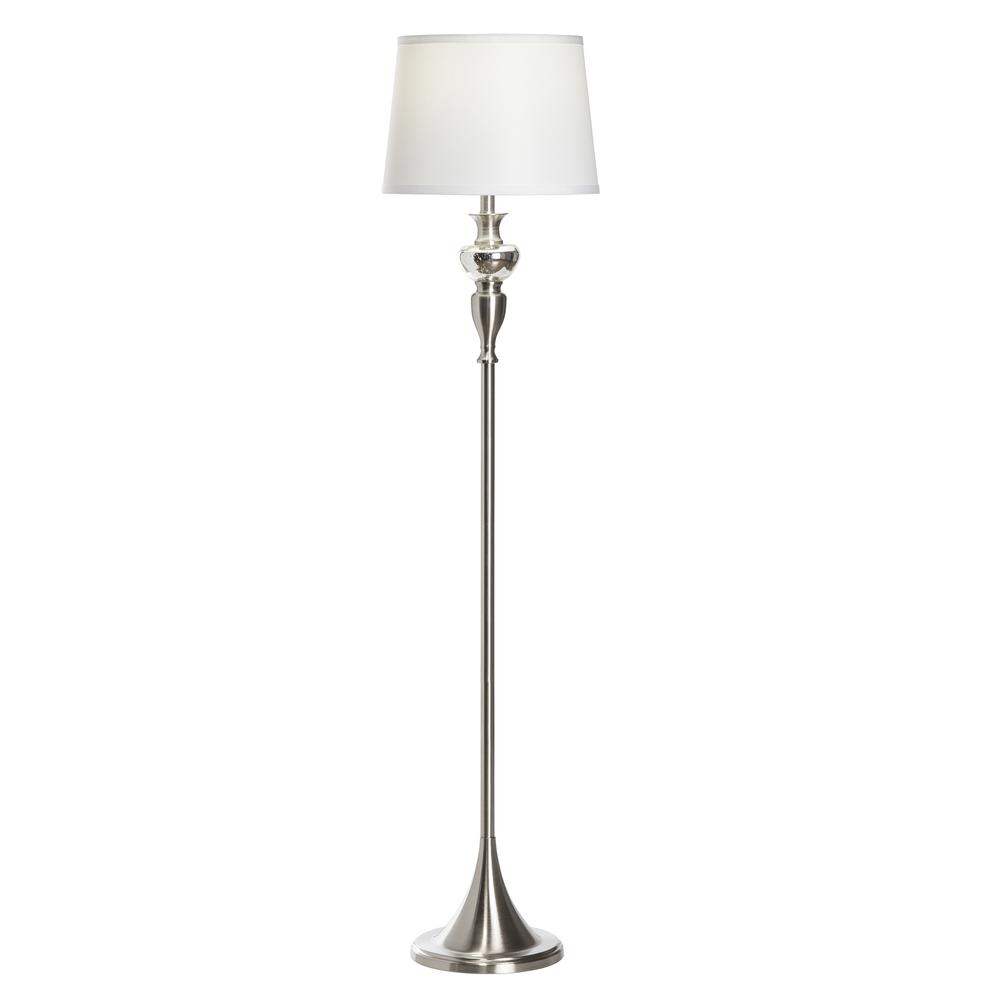 Crestview Collection Finely Brushed Nickle Floor Lamp with Glass Detail. Picture 2