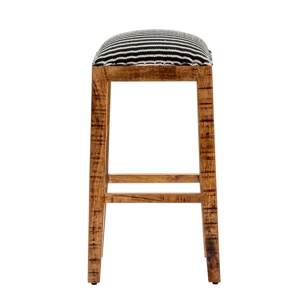 Evolution by Crestview Milly Wood Striped Barstool in Black and White. Picture 1