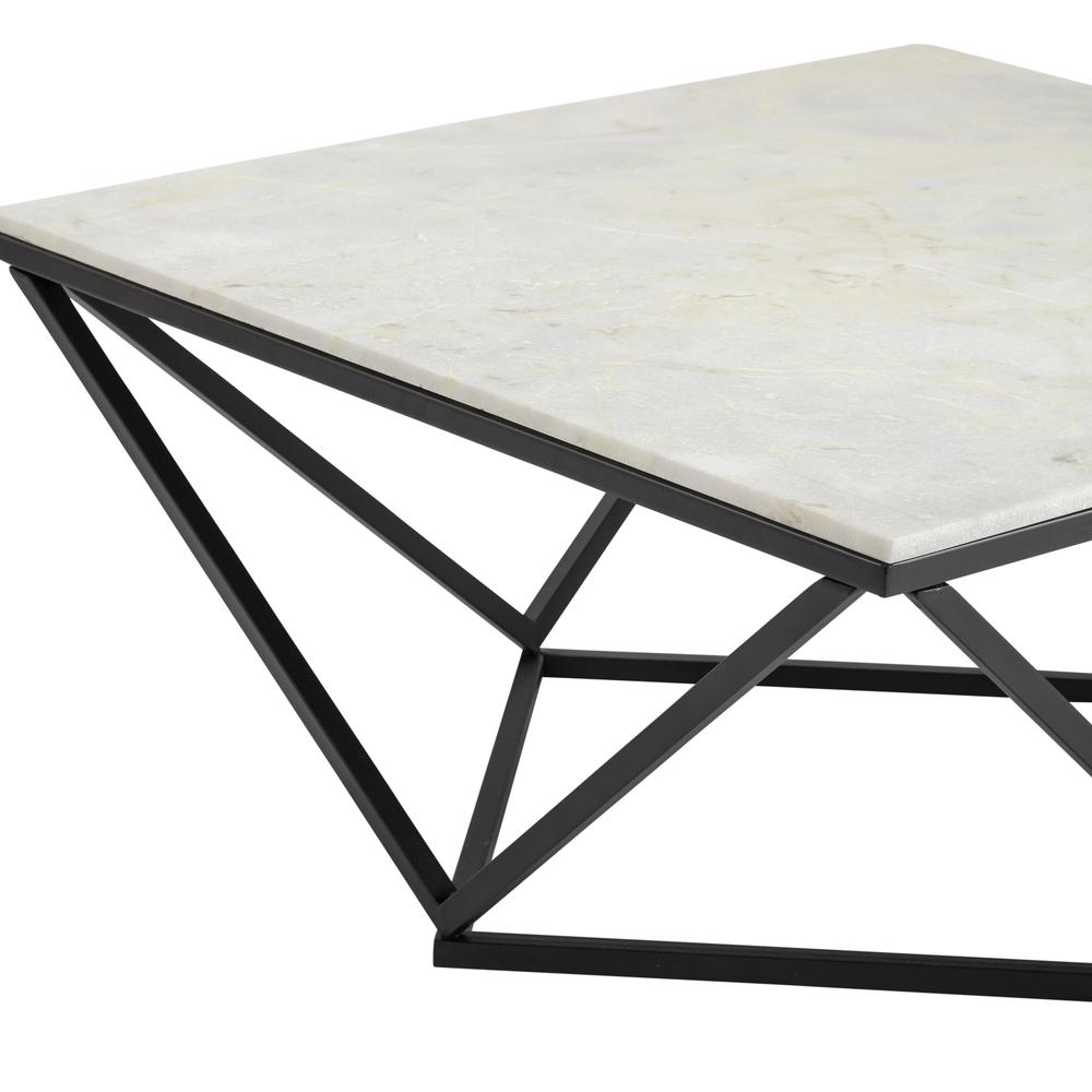 Crestview Collection White Marble Cocktail Table Silver Metal. Picture 2