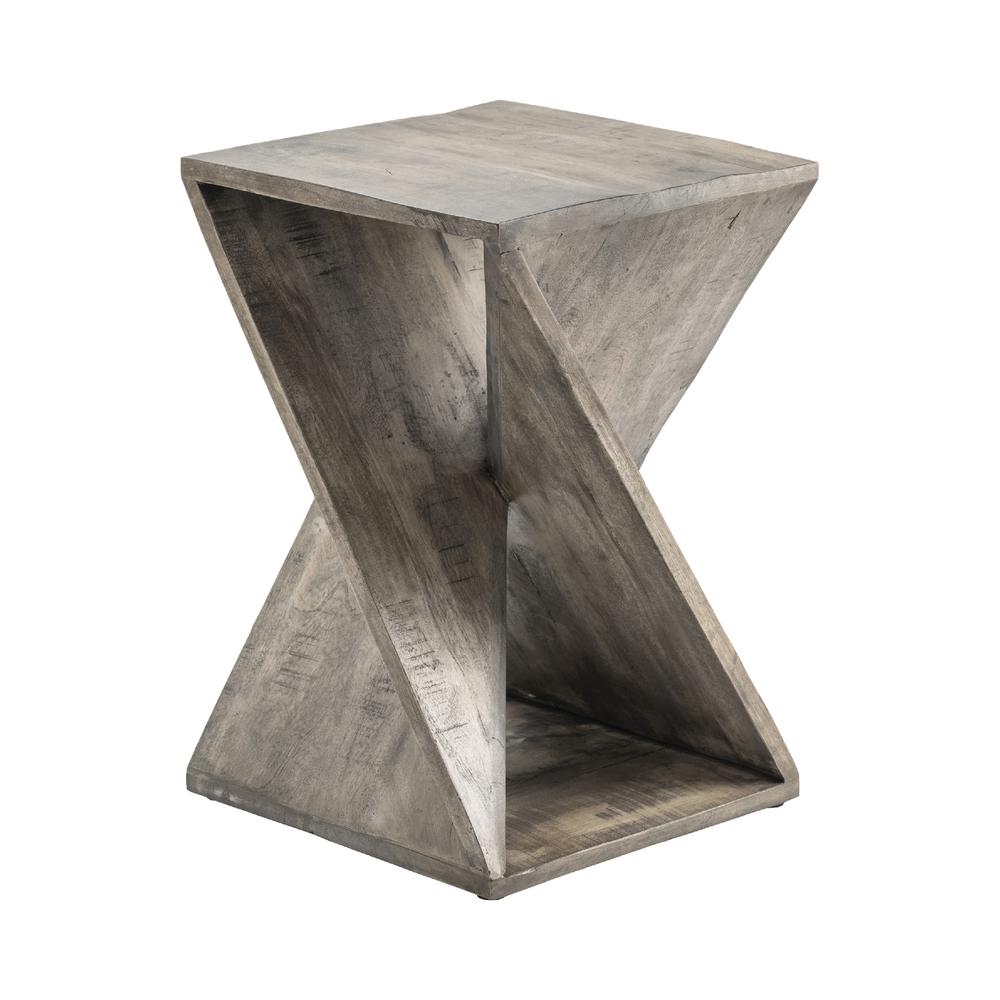Crestview Collection Bengal Manor Mango Wood Grey Twist Square End Table. Picture 1