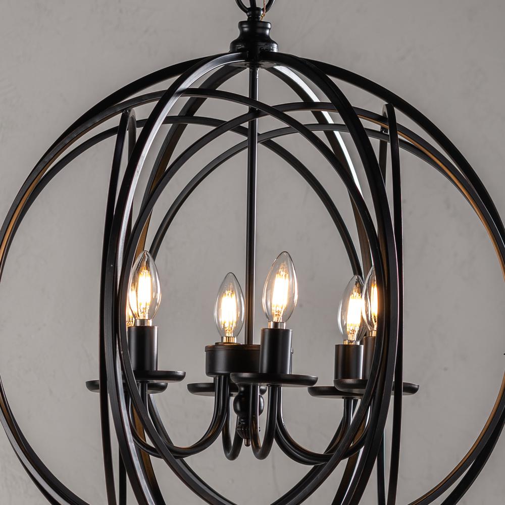 Evolution by Crestivew Collection Preston Wood and Metal Chandelier in Black. Picture 7