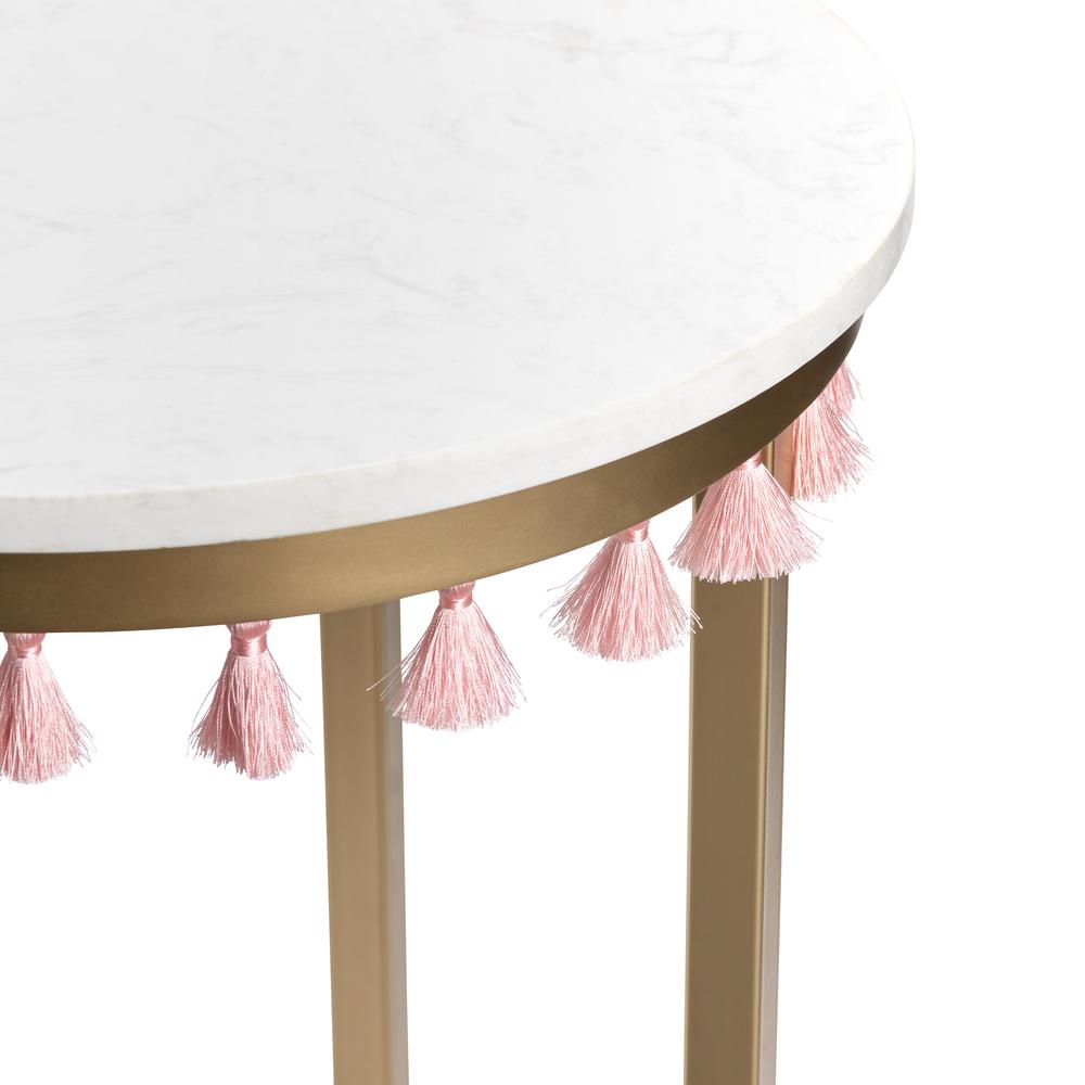 Saffron Marble Table With Pink Tassels. Picture 3