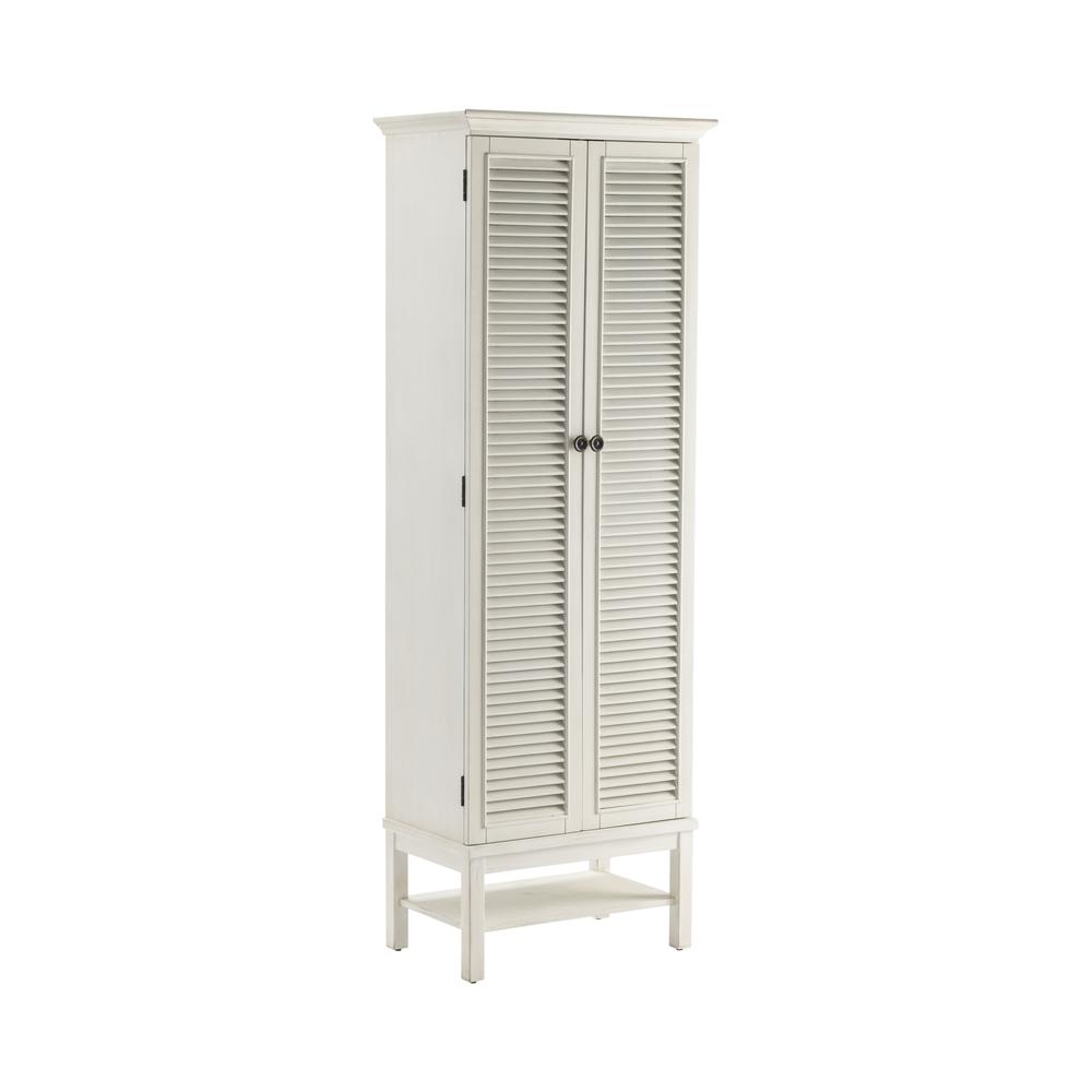 Crestview Collection Magnolia Louvered 2 Door Tall White Storage Cabinet. Picture 1