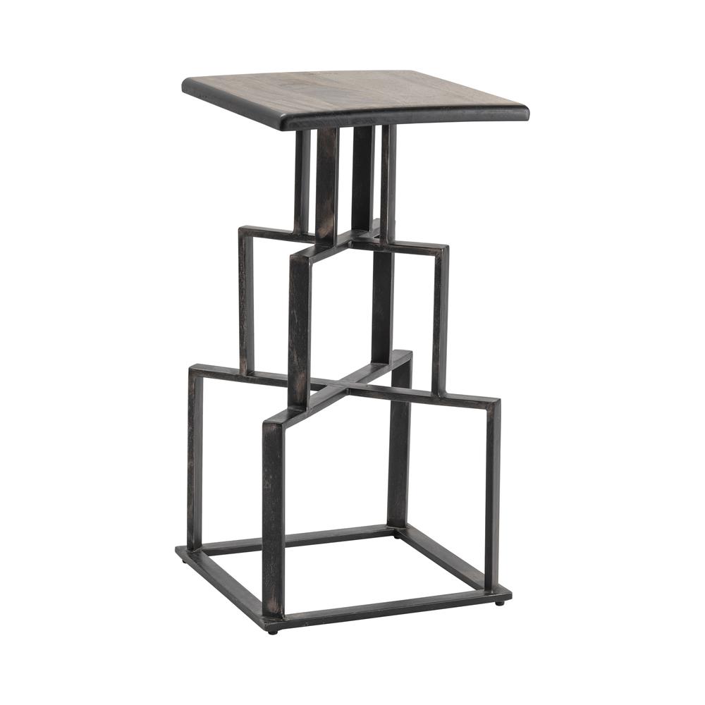 Crestview Collection Brandon Brown Mango Wood and Black Metal Barstool. Picture 4