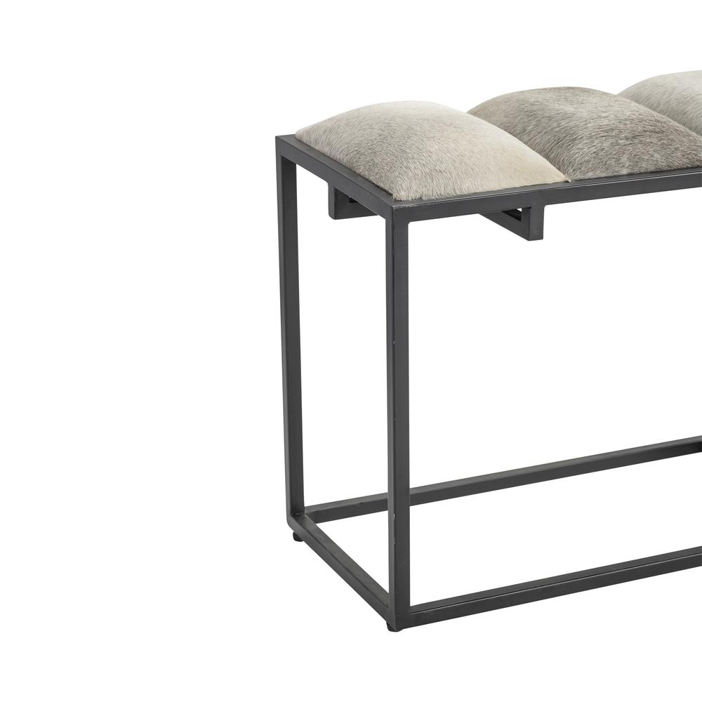 Crestview Collection Hampton Black Metal and Cowhide Bench Metal Black. Picture 4