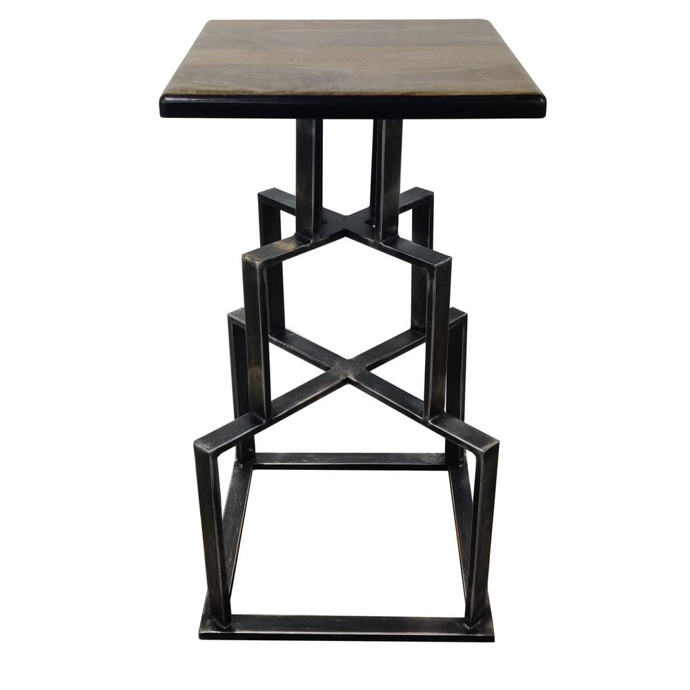 Crestview Collection Brandon Brown Mango Wood and Black Metal Barstool. Picture 1