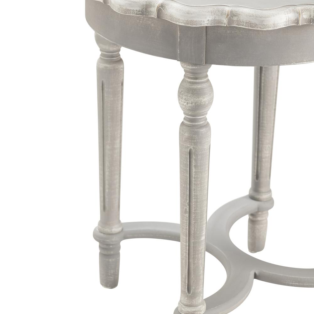 Crestview Collection Pembroke Turned Leg Chalk Grey Scalloped Accent Table, Gray. Picture 2