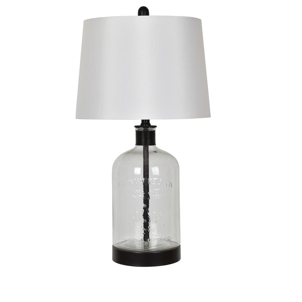 Crestview Collection Bailey Clear Glass and Black Metal Jar Style Table Lamp. Picture 2