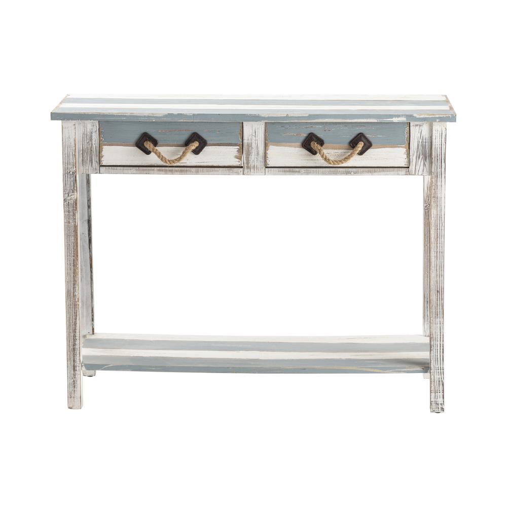 Crestview Collection Nantucket 2 Drawer Weathered Wood Console Furniture, White. Picture 1