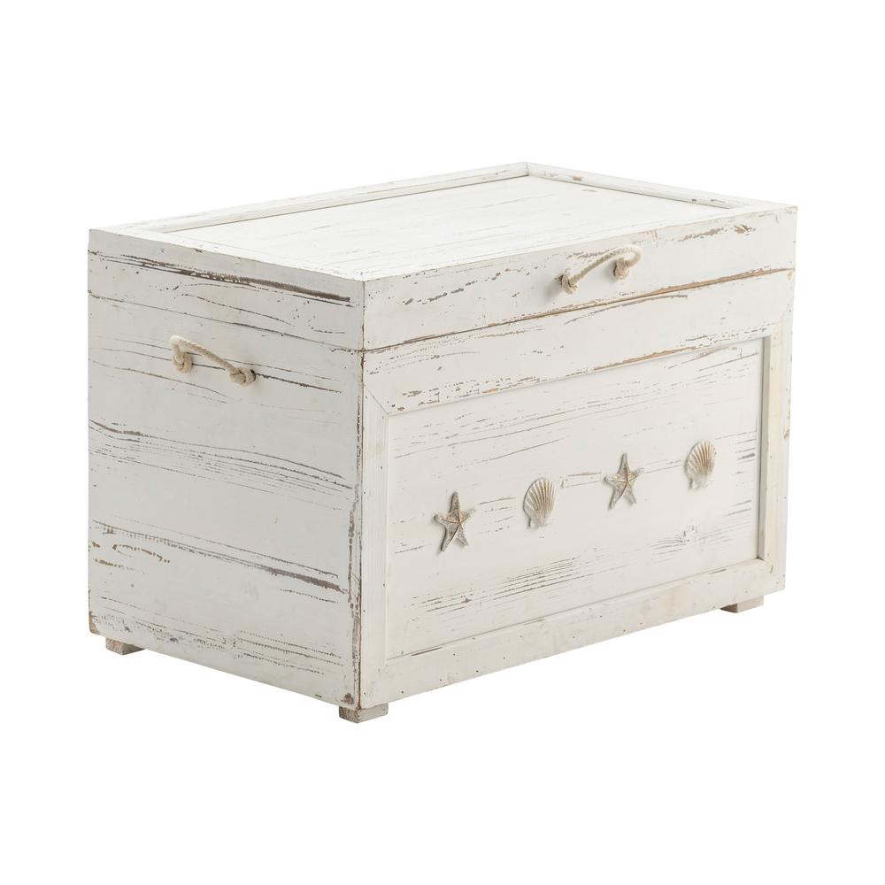 Crestview Collection Seaside White Shell Set of 3 Trunks Furniture, Gray. Picture 3