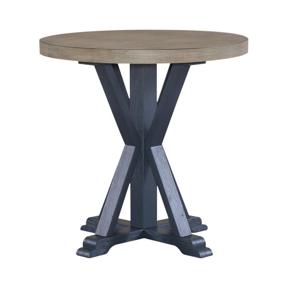 Round End Table- Navy. Picture 1