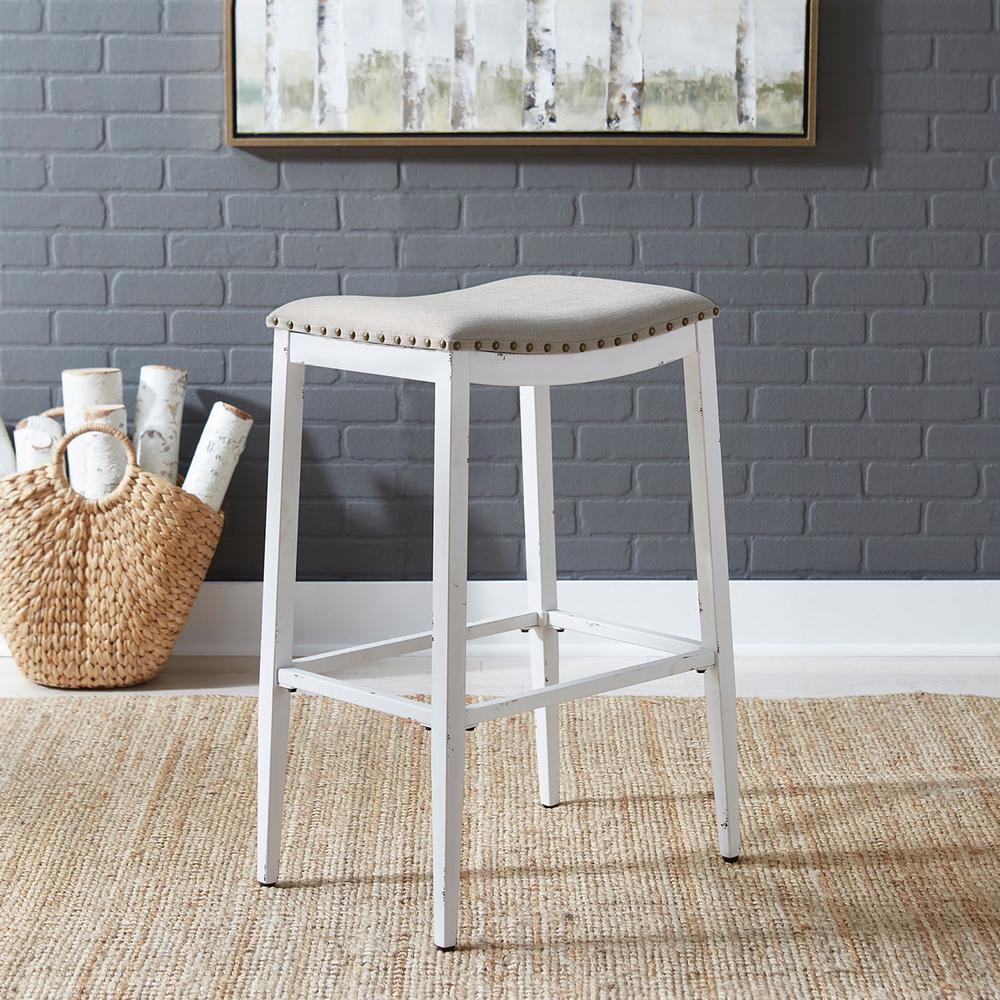 Backless Uph Barstool- Antique White. Picture 6