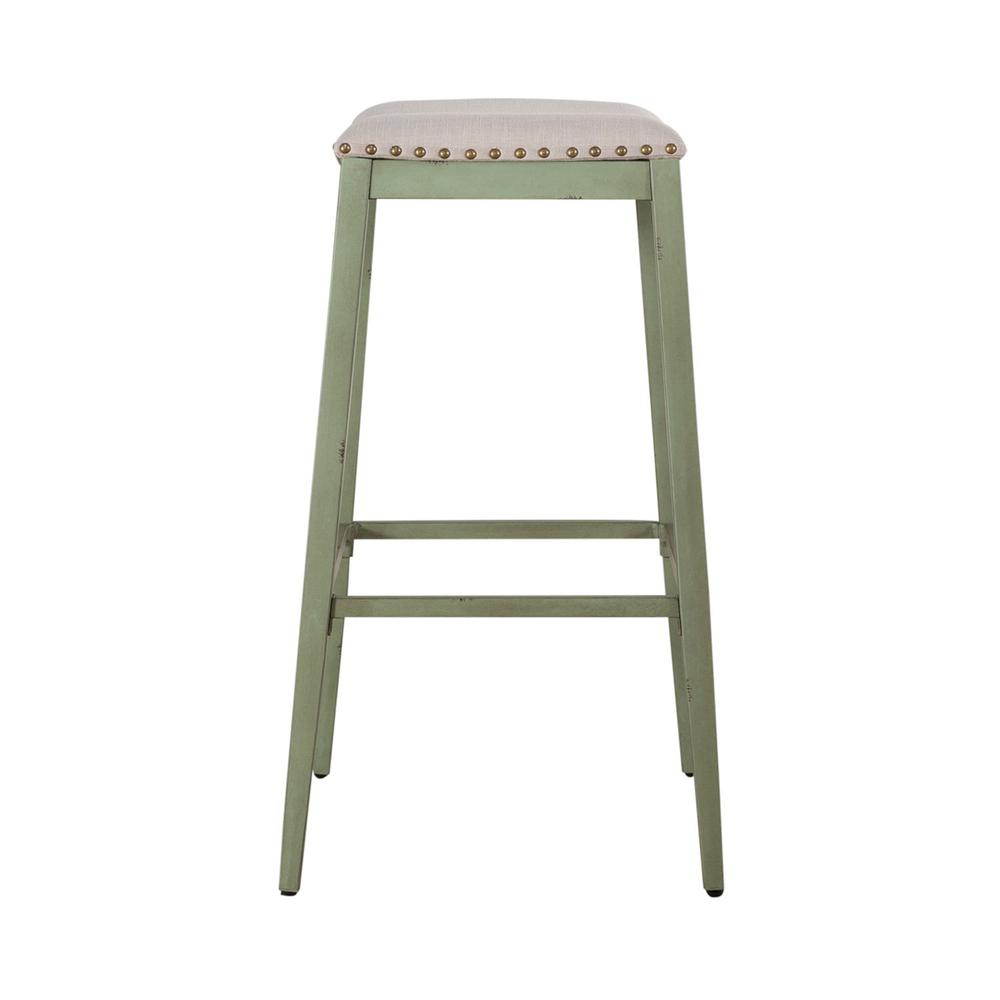 Backless Upholstered Barstool- Green. Picture 2