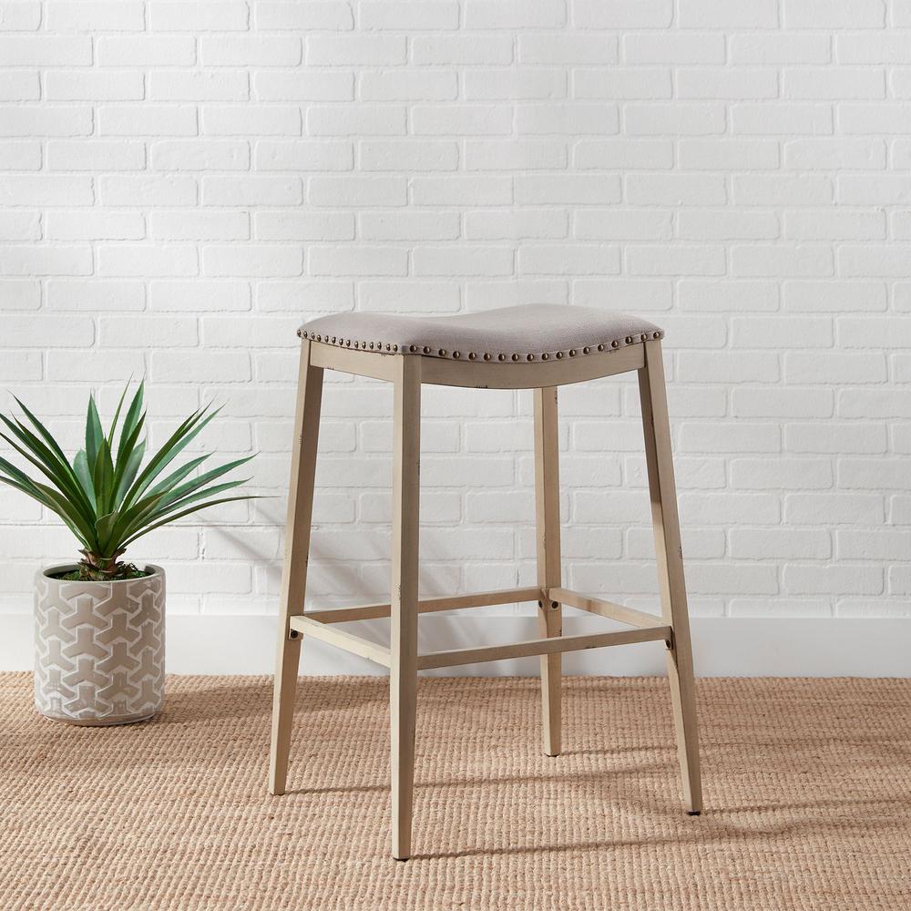 Backless Uph Barstool- Vintage Cream. Picture 5