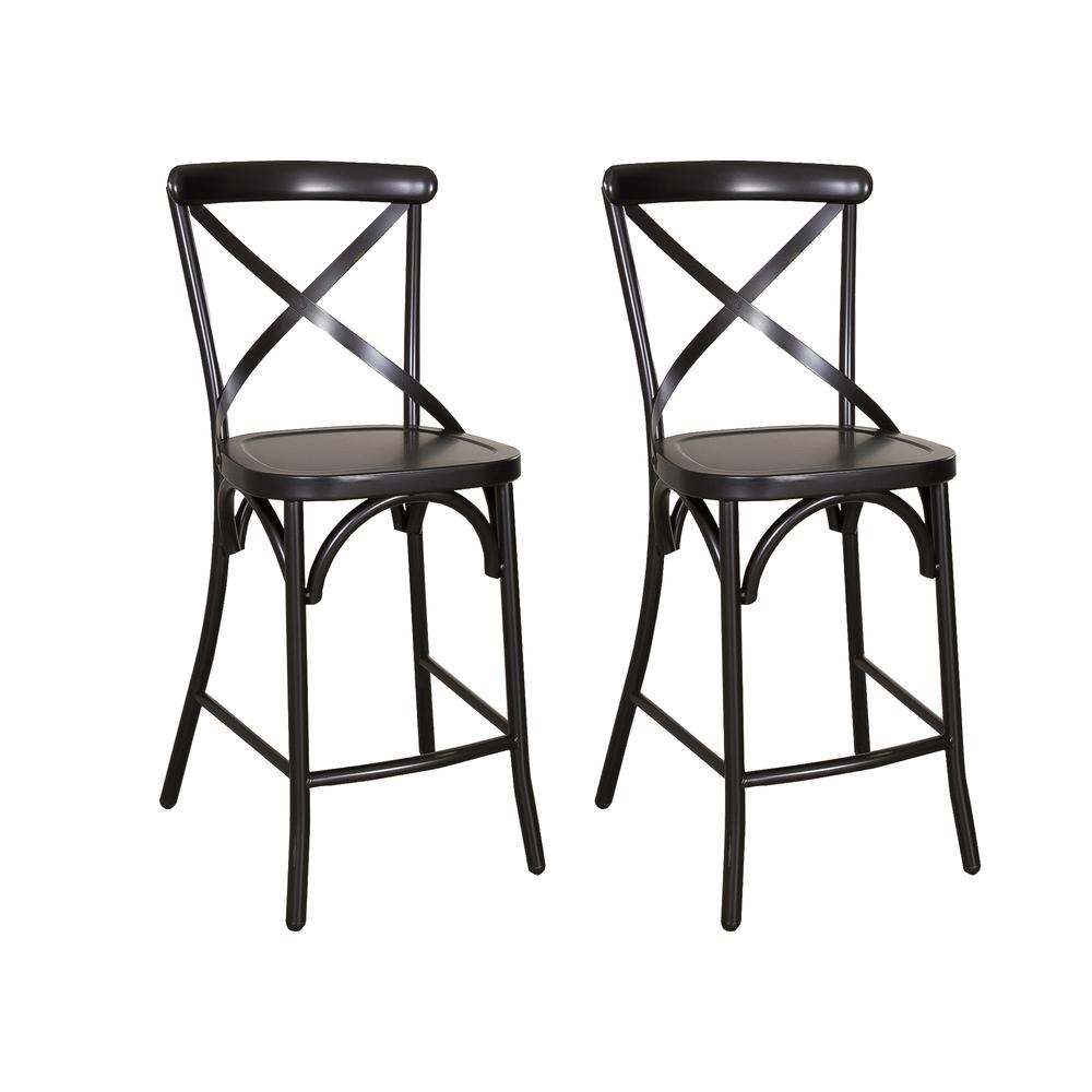 X Back Counter Chair - Black-Set of 2. Picture 4