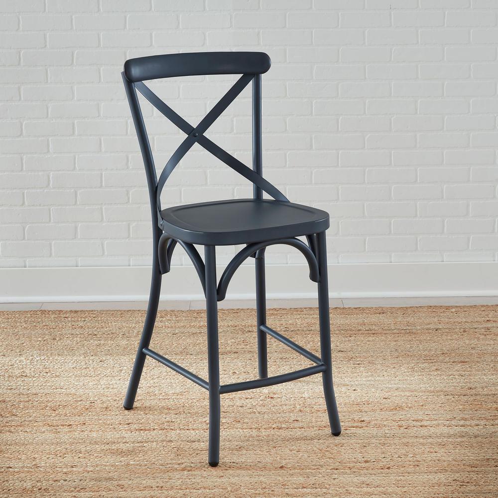 X Back Counter Chair- Navy. Picture 5