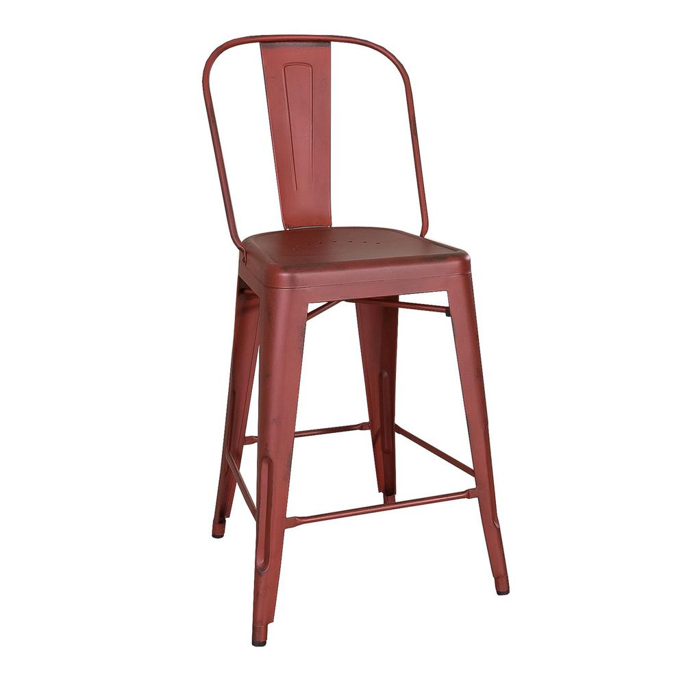 Bow Back Counter Chair - Red (RTA). Picture 1