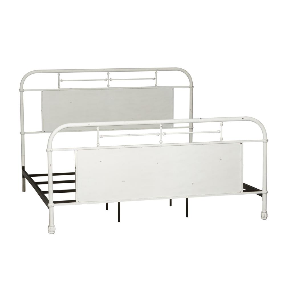 Queen Metal Bed - Antique White. Picture 1