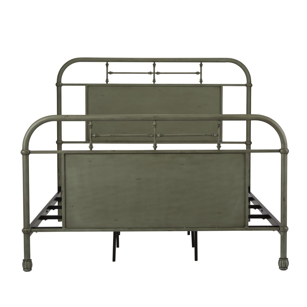 Queen Metal Bed - Green, Distressed Metal Finish. Picture 2