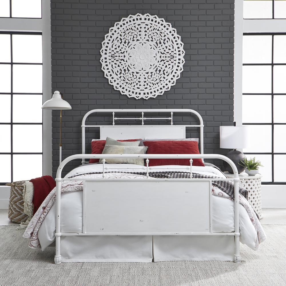 King Metal Bed - Antique White. Picture 5