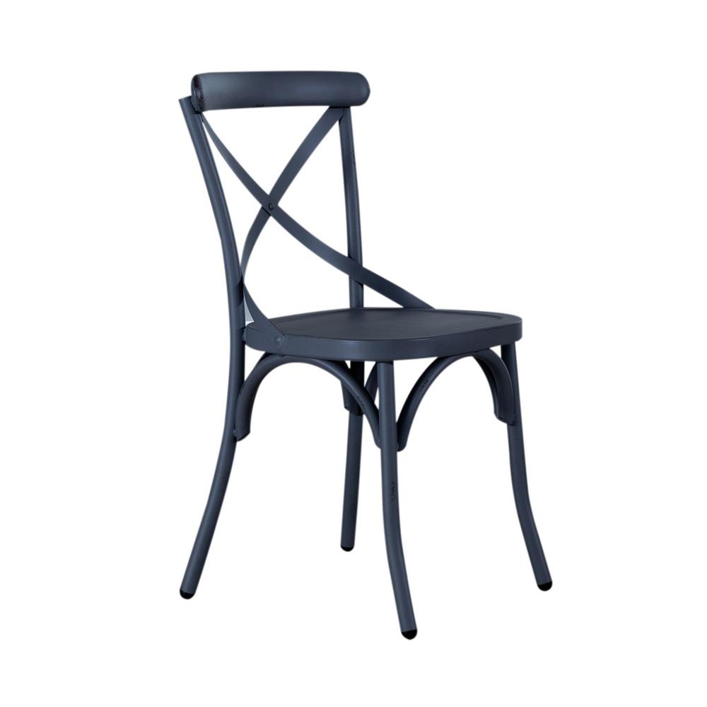 X Back Side Chair- Navy. Picture 1