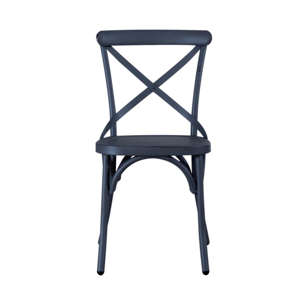 X Back Side Chair- Navy. Picture 2