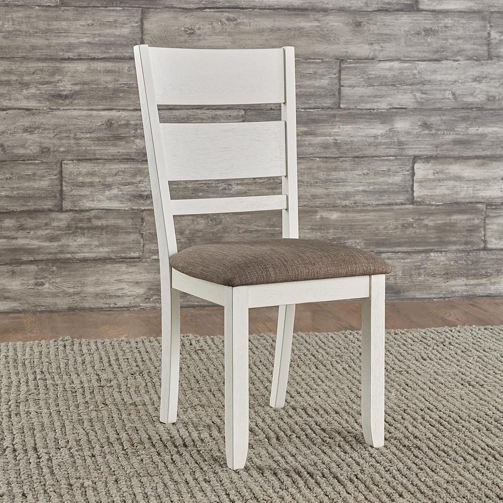 Slat Back Uph Side Chair (RTA) - Set of 2 Transitional White. Picture 6