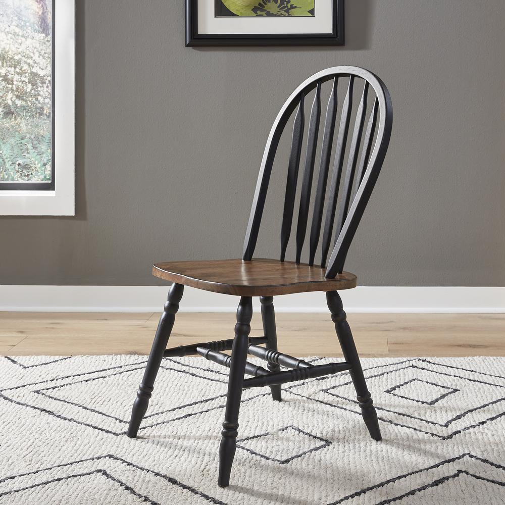Windsor Side Chair)-Black- Set of 2 Solids Black. Picture 5