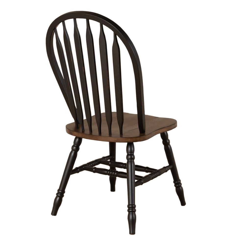 Windsor Side Chair)-Black- Set of 2 Solids Black. Picture 2