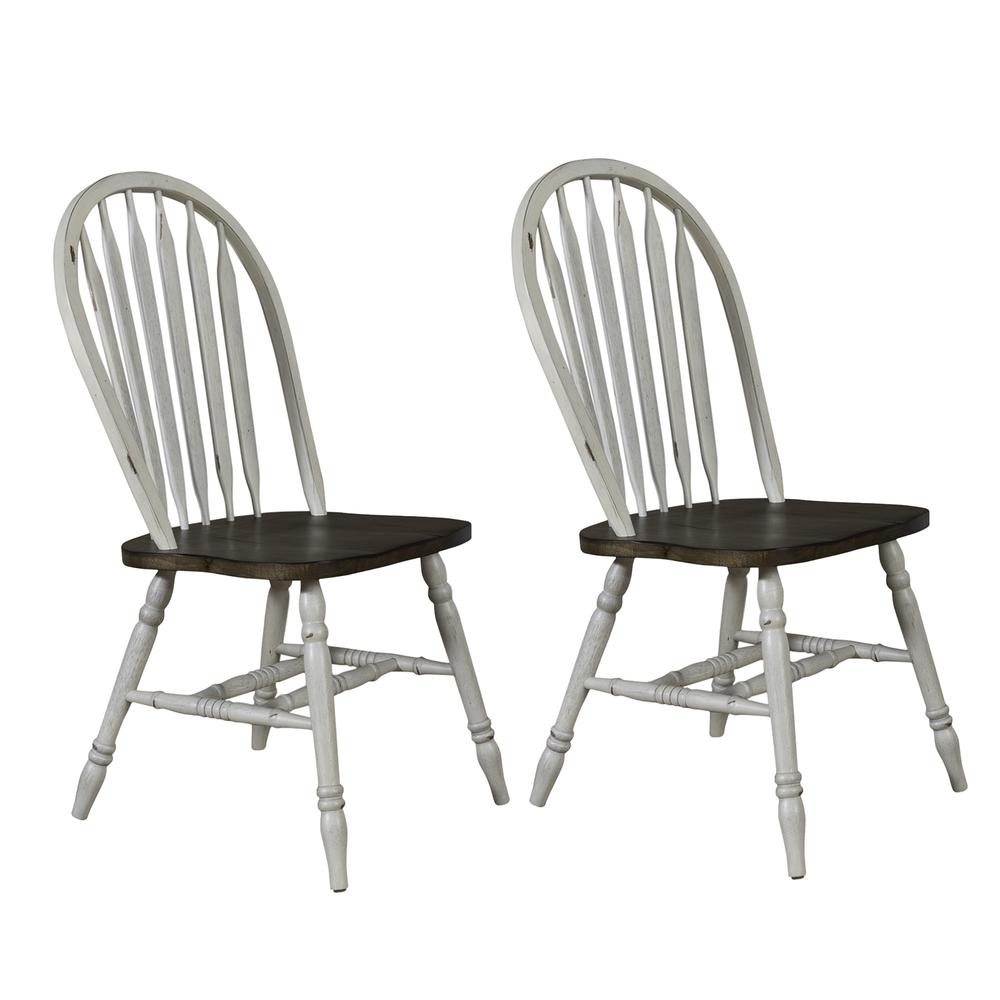 Windsor Side Chair- White- Set of 2 Solids White. Picture 1