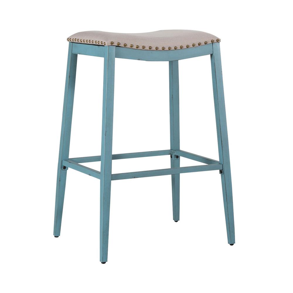 Backless Upholstered Barstool- Blue. Picture 1