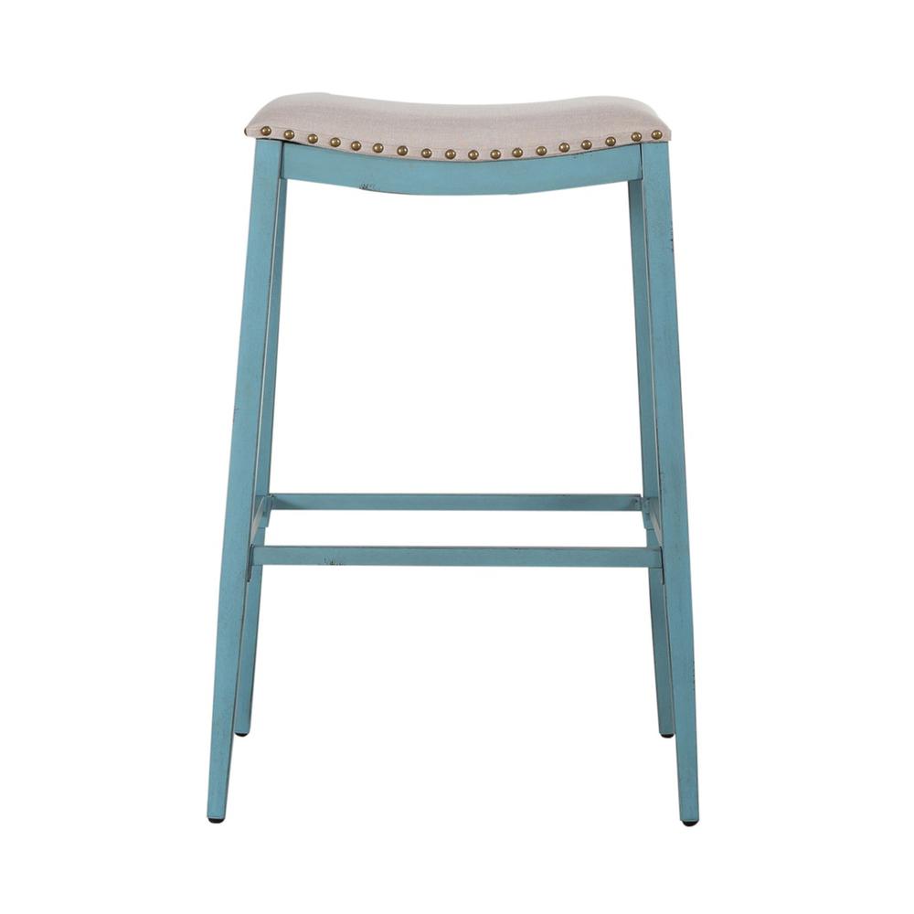 Backless Upholstered Barstool- Blue. Picture 2