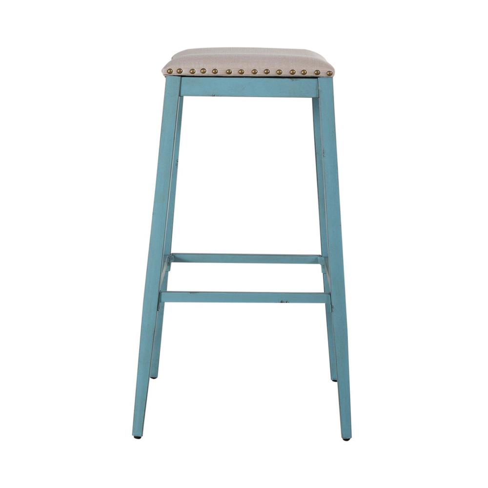 Backless Upholstered Barstool- Blue. Picture 3