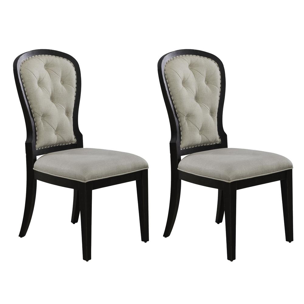 Uph Tufted Back Side Chair - Black - Set of 2 Traditional Multi. Picture 1