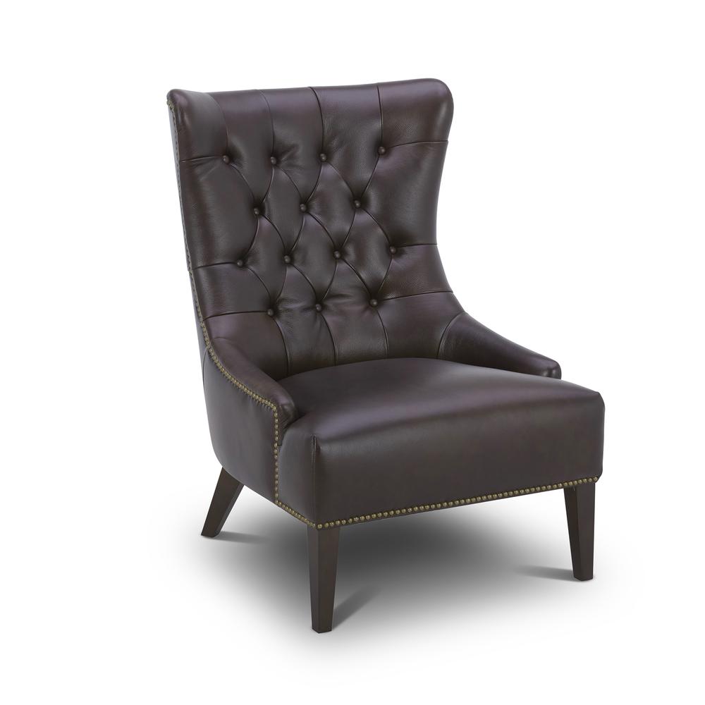 Leather Accent Chair - Brown Eclectic Multi. Picture 1